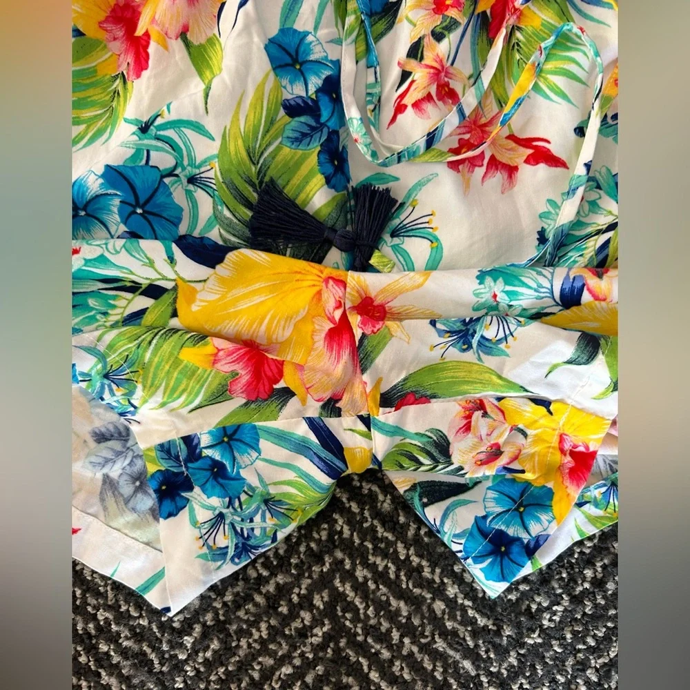 Tommy Bahama floral romper tropical floral romper rayon L NWOT - Picture 12 of 13